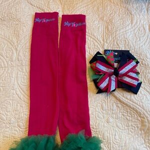 New Girls Hip Together one size Red / Green Tulle leg warmers leggings